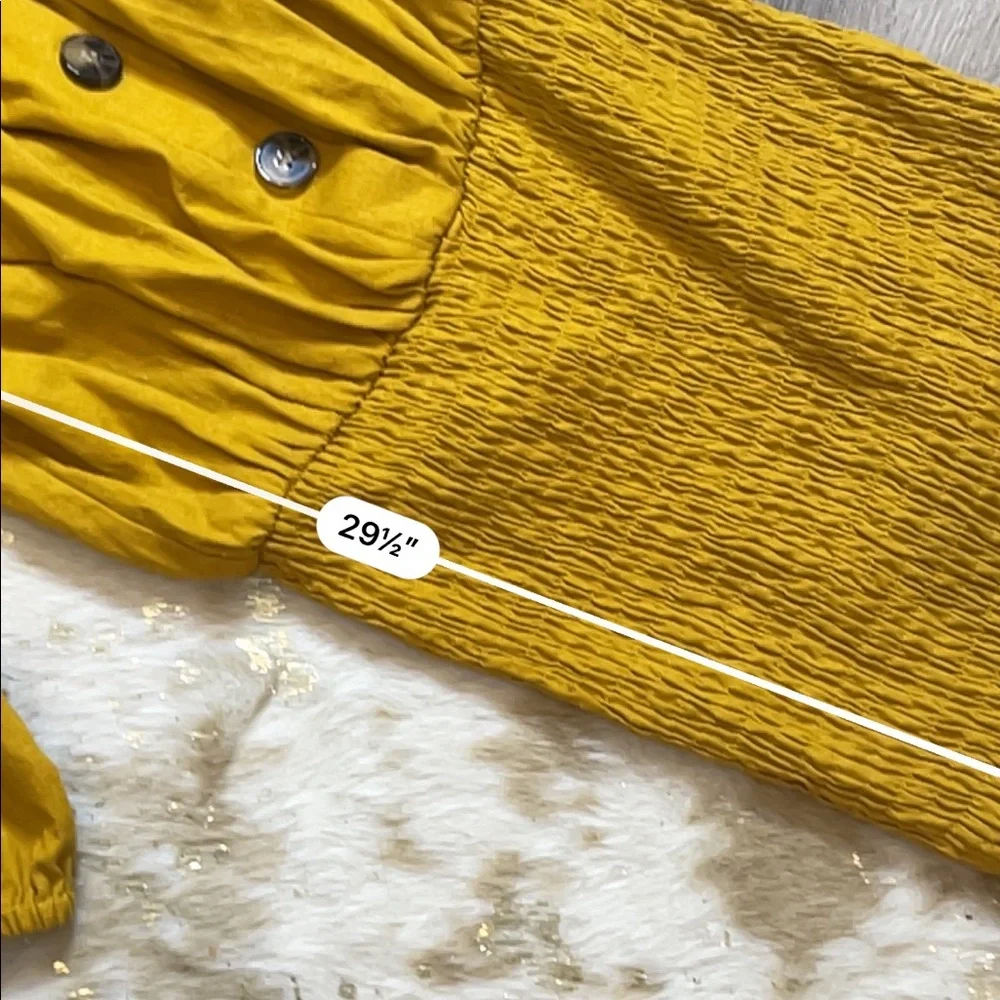 Zara Rustic smocked Dress in Mustard - Picture 7 of 7